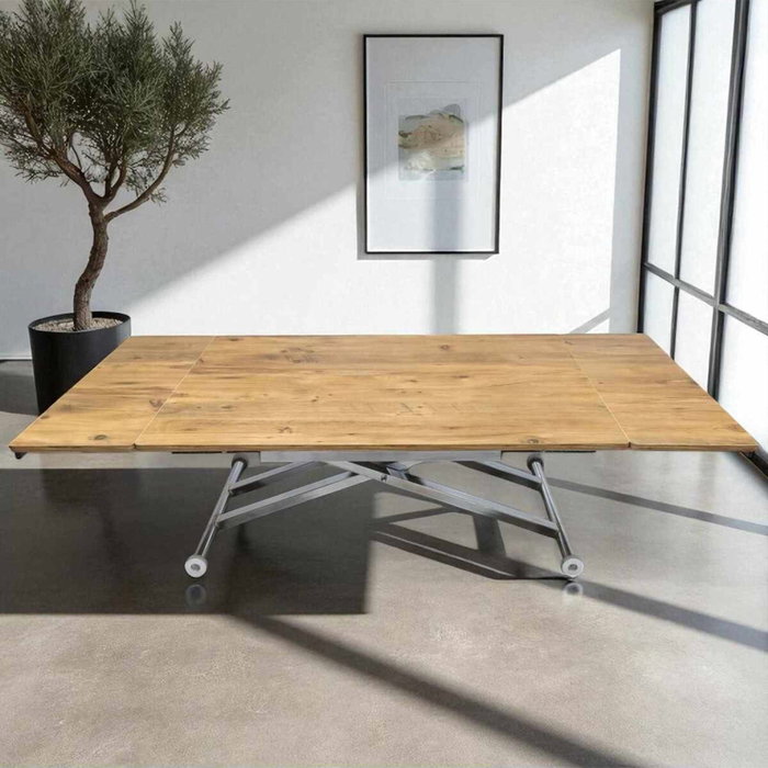 Hanah Home Mesa de Comedor Extensible Pino y Cromo Hanah Home Mesa de Comedor Extensible Pino y Cromo